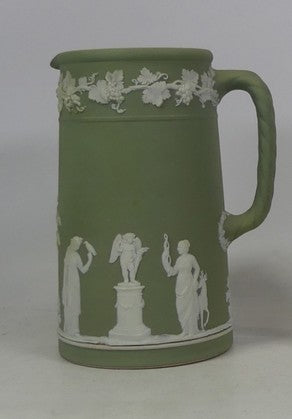 Rare Antique Wedgwood Jasperware Sage green Tall Jug