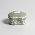 Wedgwood Jasperware Sage Green Vintage  Round Jewellery Box with Lid