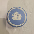 Wedgwood Light Blue Jasperware Round Trinket Box | Neoclassical Relief | Collector's Piece