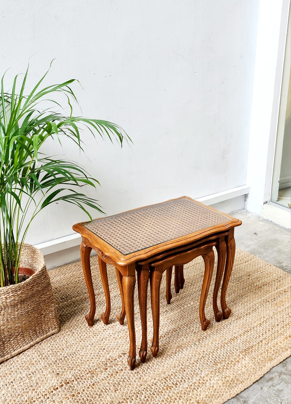 French Cane top nested table