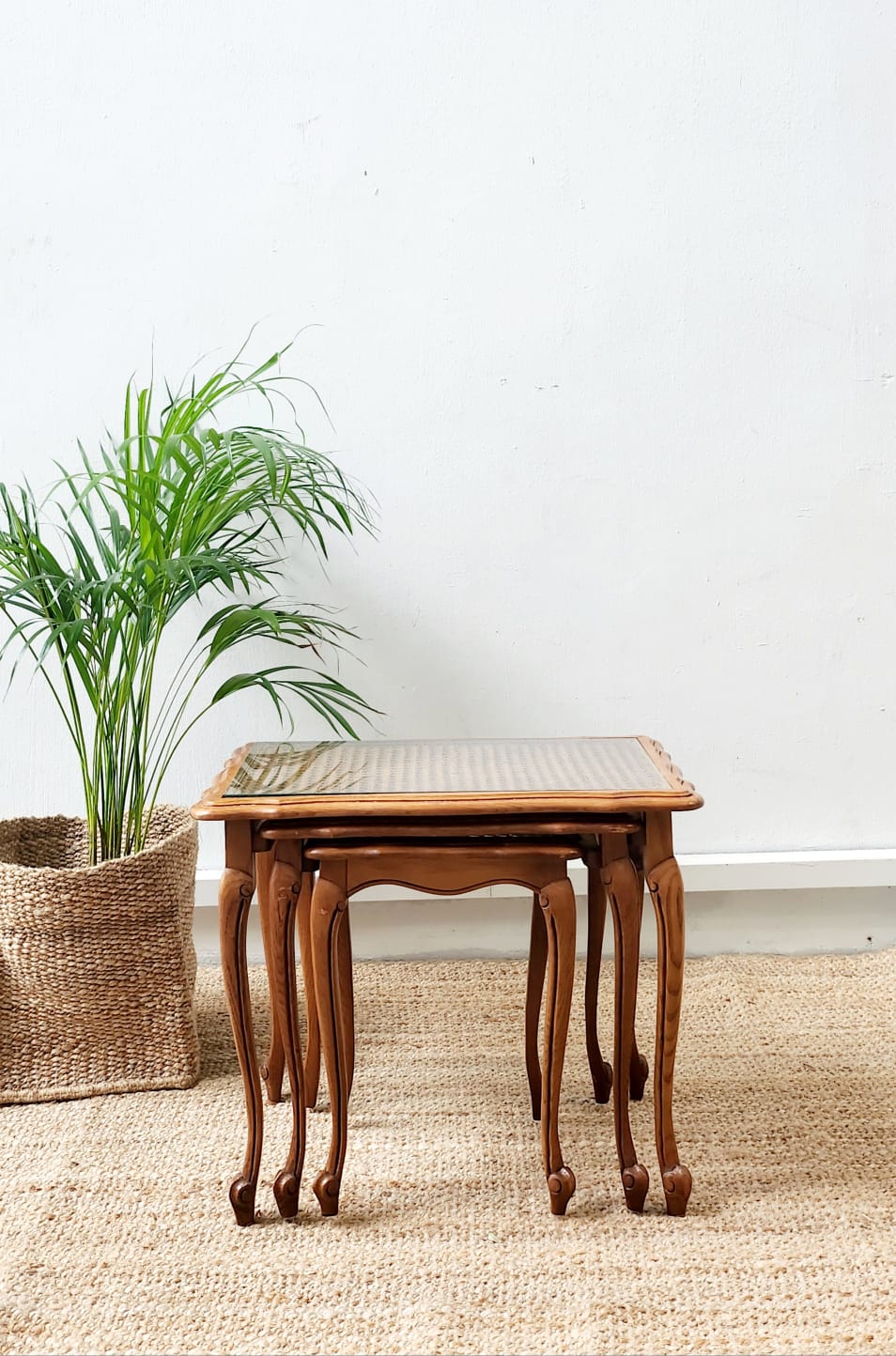 French Cane top nested table