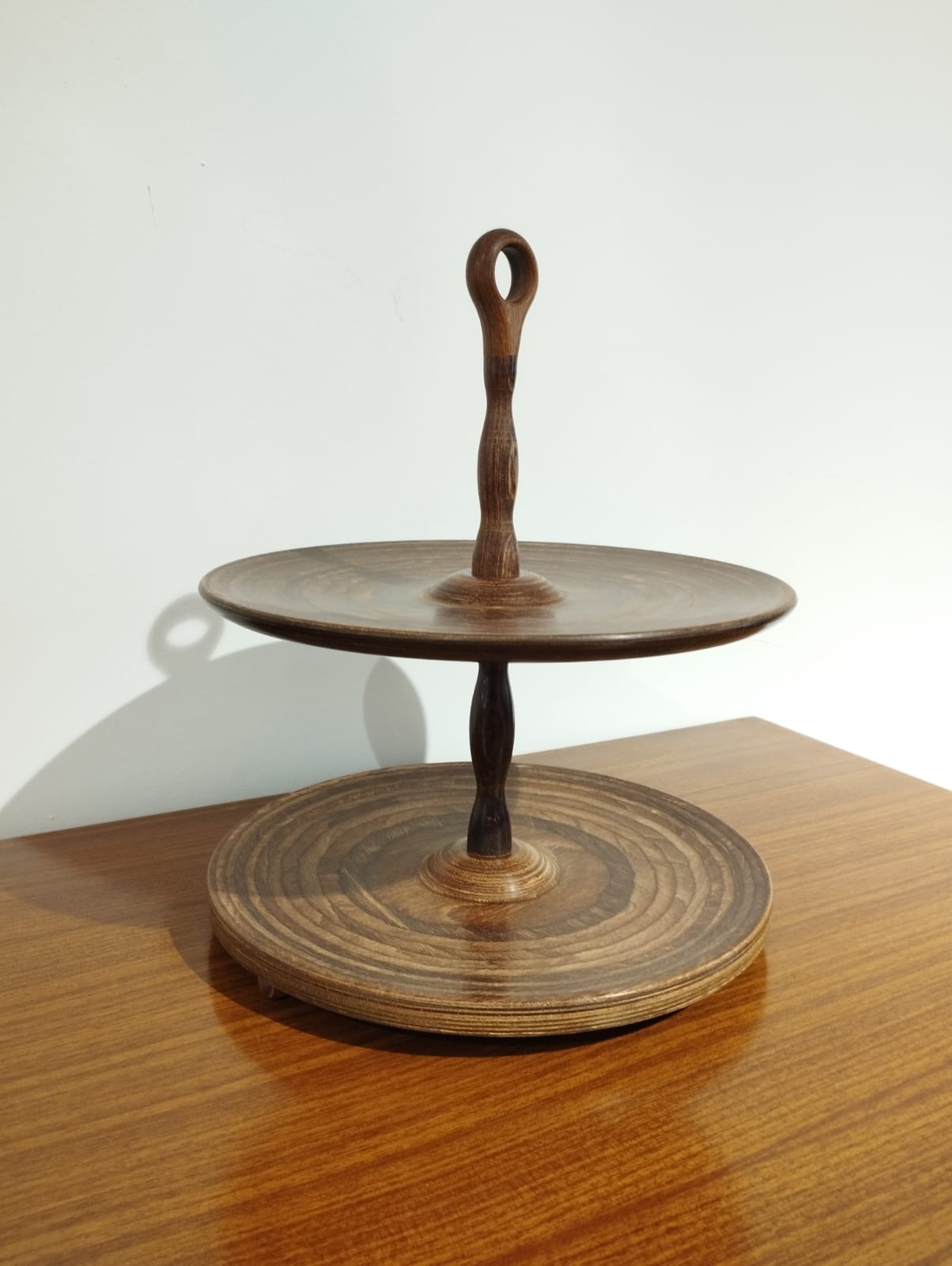 Mid century wooden cake stand