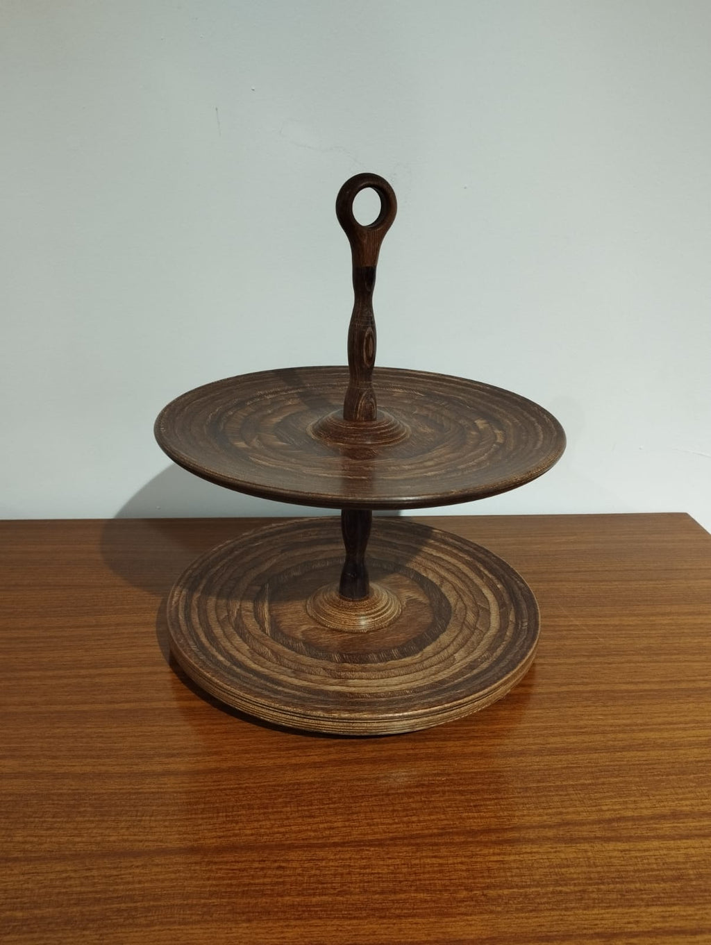 Mid century wooden cake stand