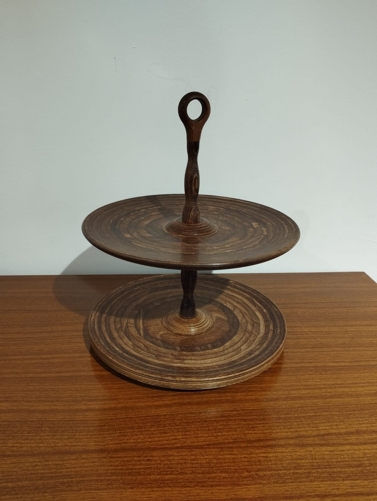 Mid century wooden cake stand