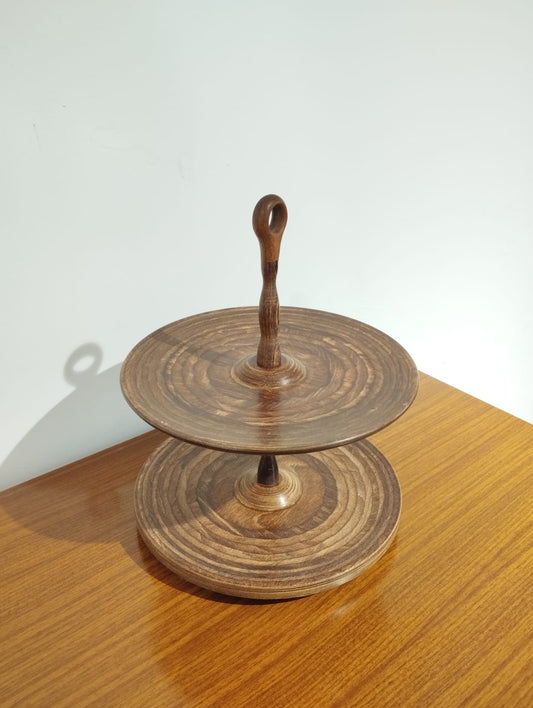 Mid century wooden cake stand