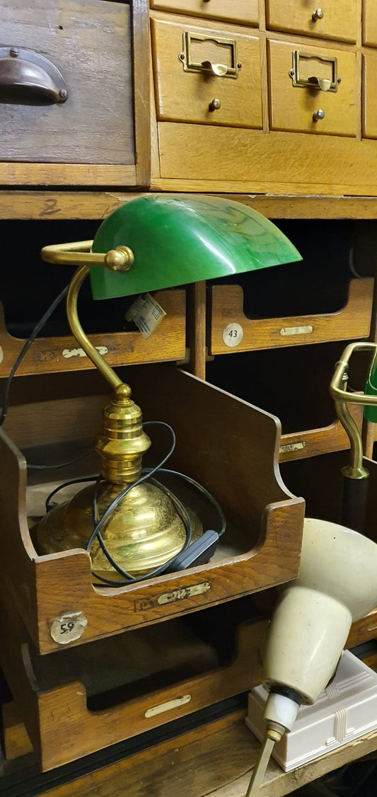 Vintage Banker lamp with curved stand