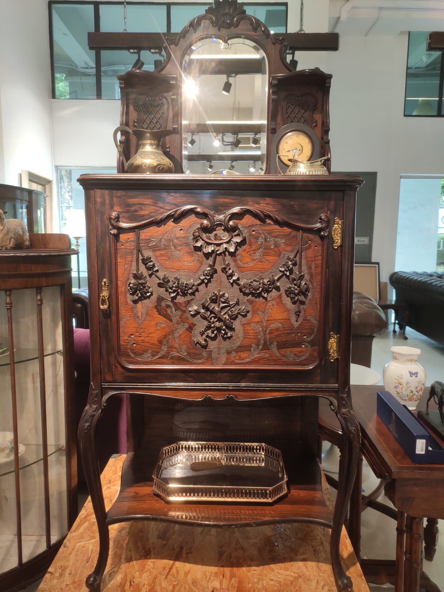 Victorian Rosewood cabinet with mirror