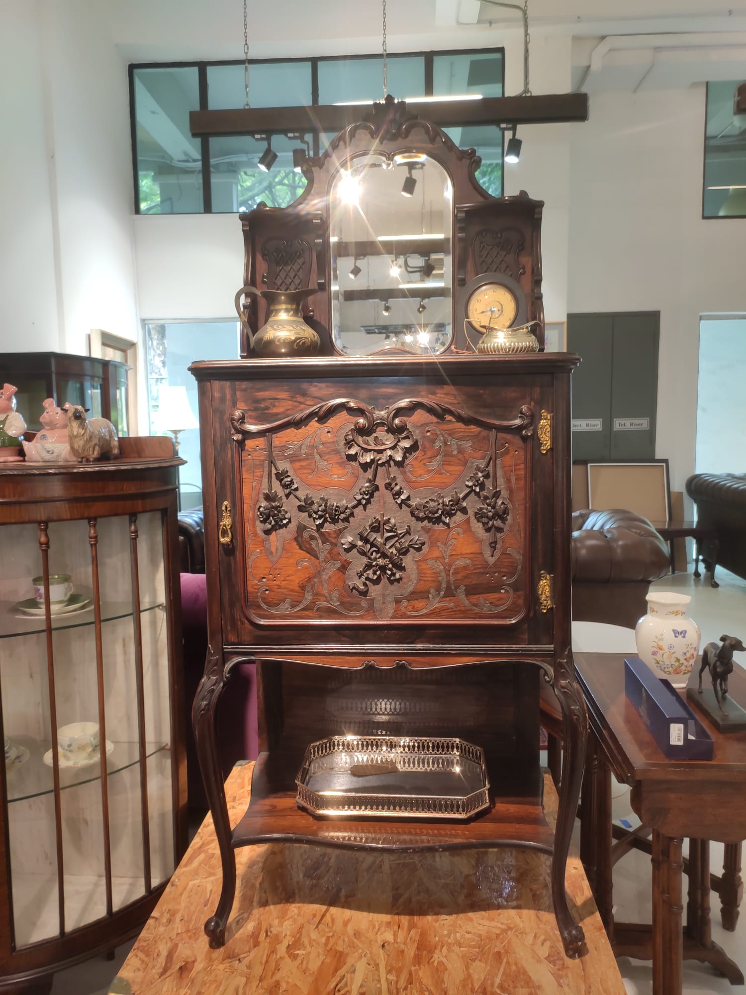 Victorian Rosewood cabinet with mirror