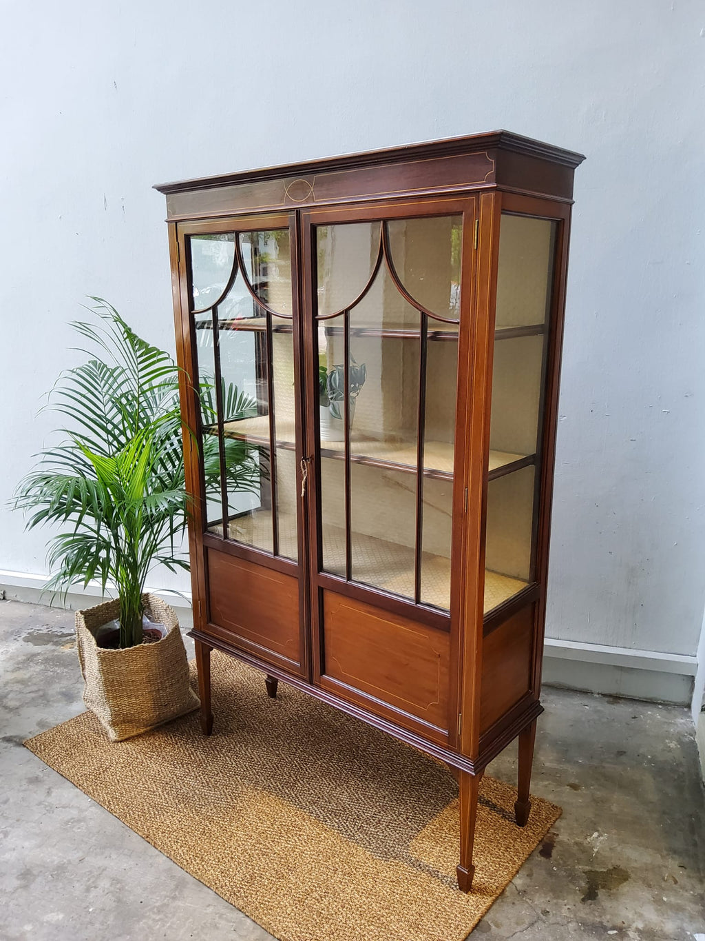 Edwardian inlaid mahogany display cabinet