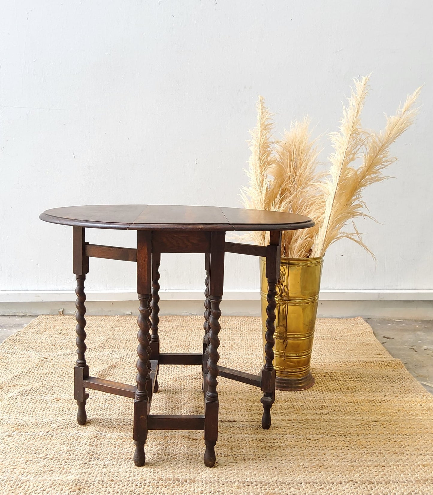 Antique English Barley Twist Gateleg Fold Table