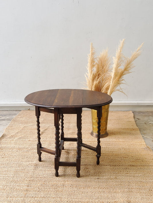 Antique English Barley Twist Gateleg Fold Table