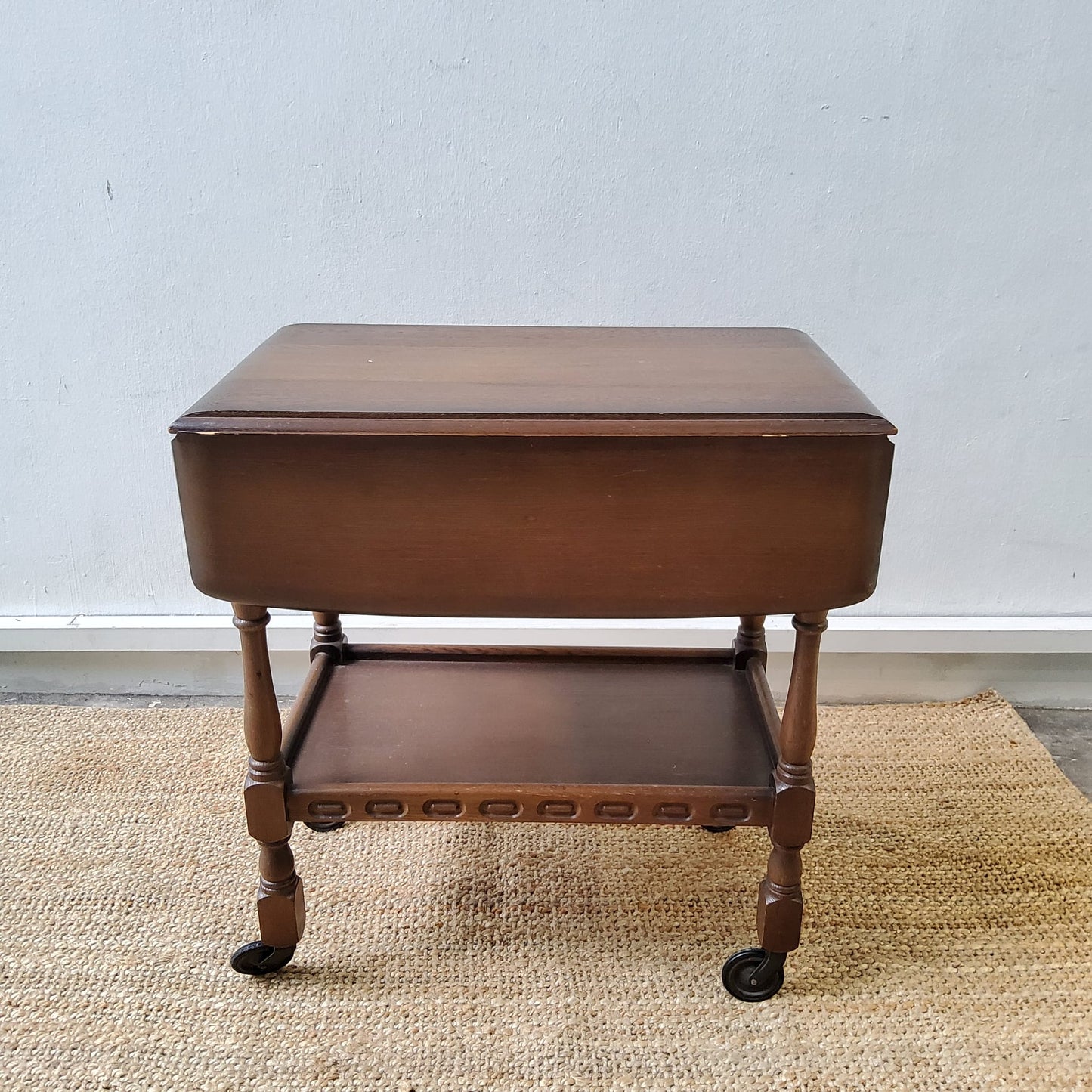 Vintage Priory 2 Tier Drop Leaf Serving Table Trolley