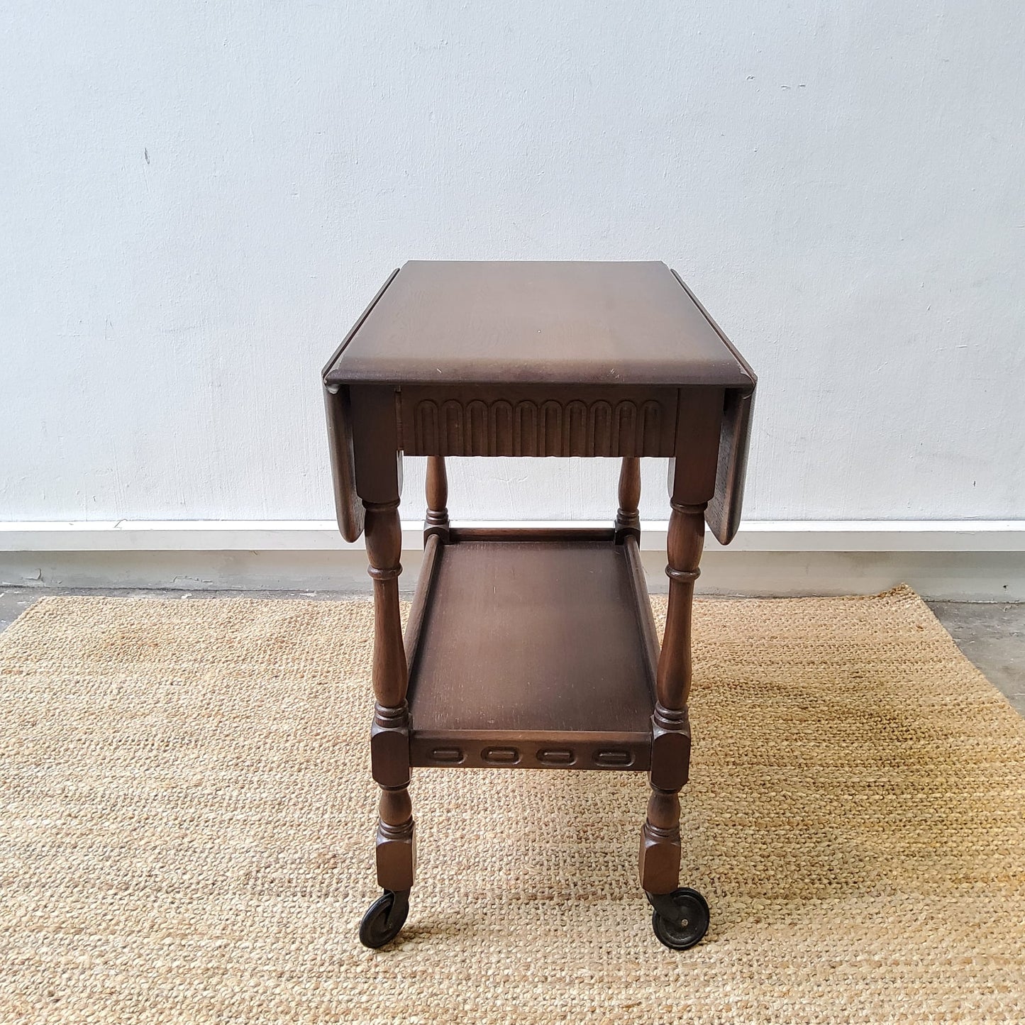 Vintage Priory 2 Tier Drop Leaf Serving Table Trolley