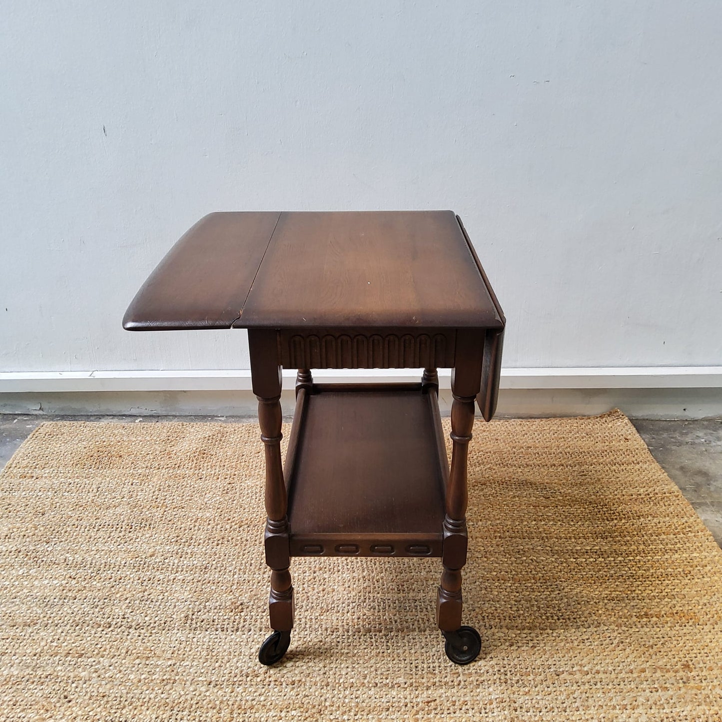 Vintage Priory 2 Tier Drop Leaf Serving Table Trolley