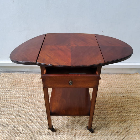 Drop Leaf Table Trolley with Mahogany Wing