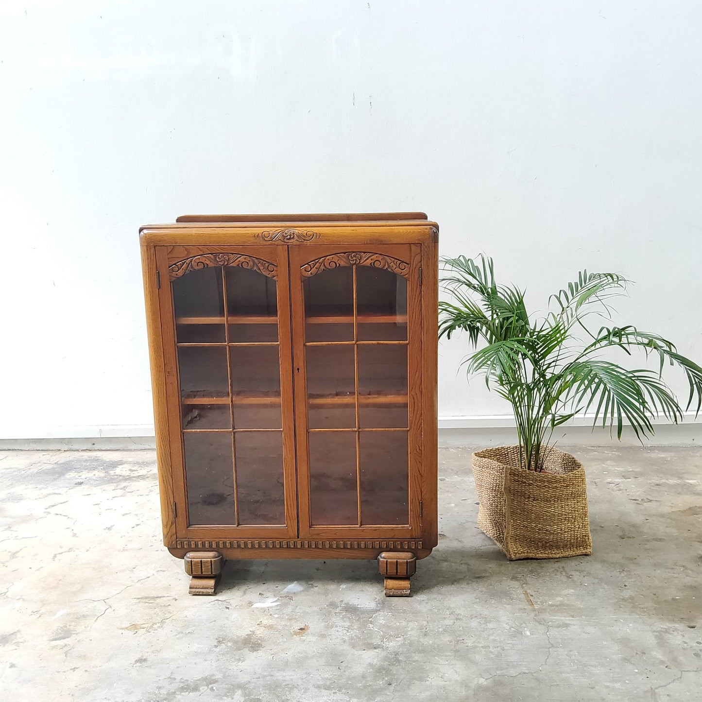 1920’s Solid Oak Display Cabinet