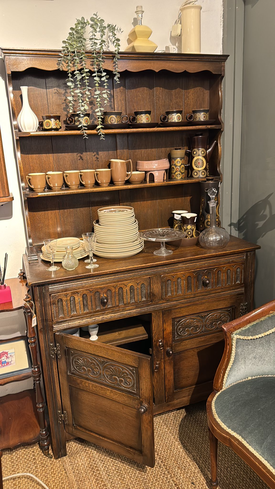 Vintage Craved Oak Dresser by Old Charm