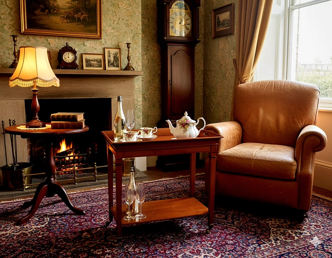 GRANGE CHERRY TWO TIER TABLE WITH DETACHABLE TRAY TOP