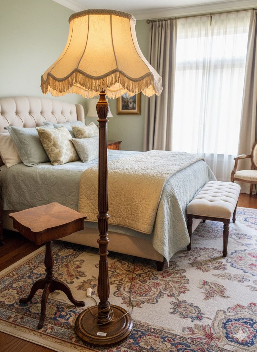 19th Century Style Beech Corinthian Column Floor Lamp