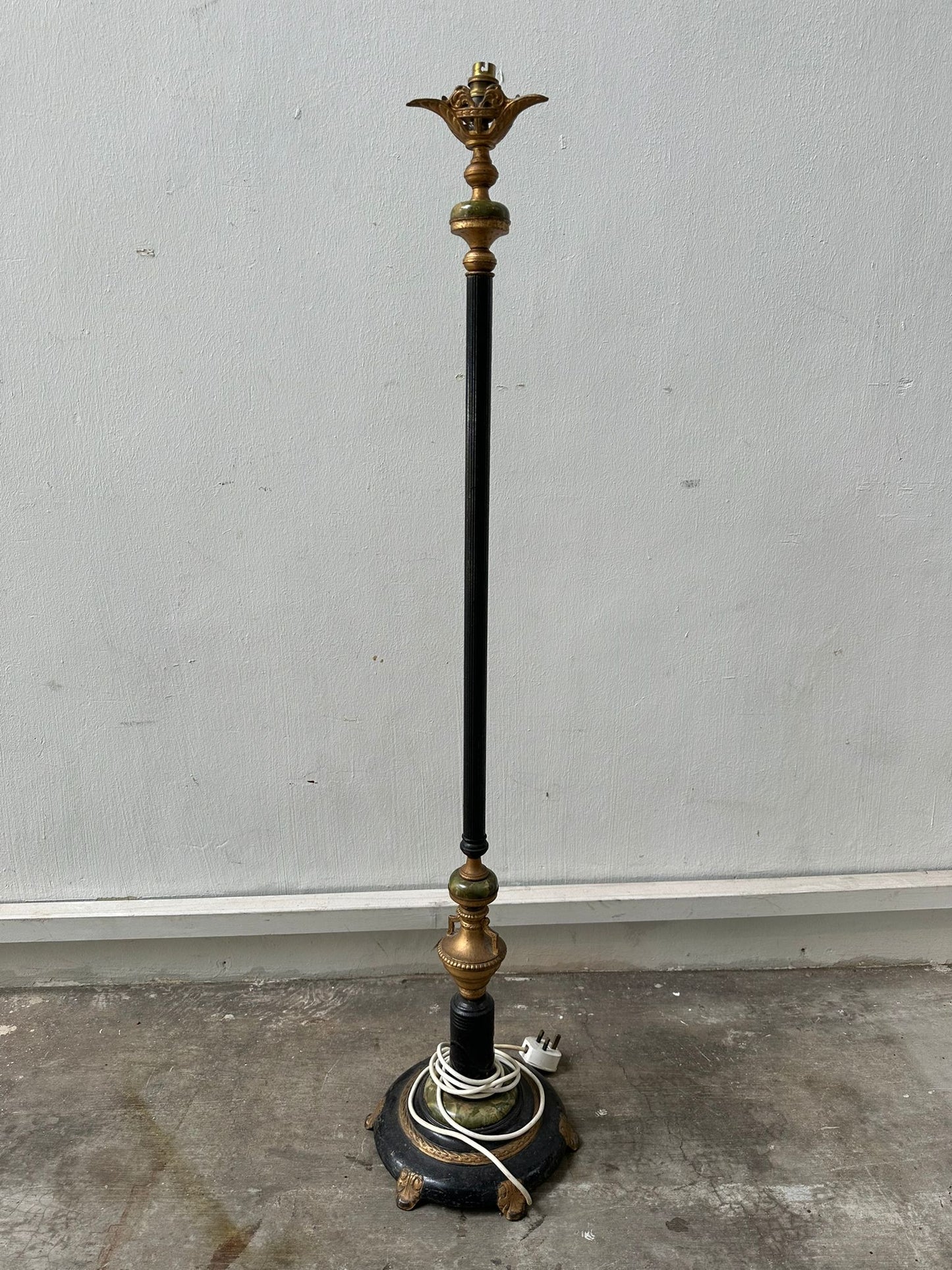 19th century ebonised floor lamp with Onxy