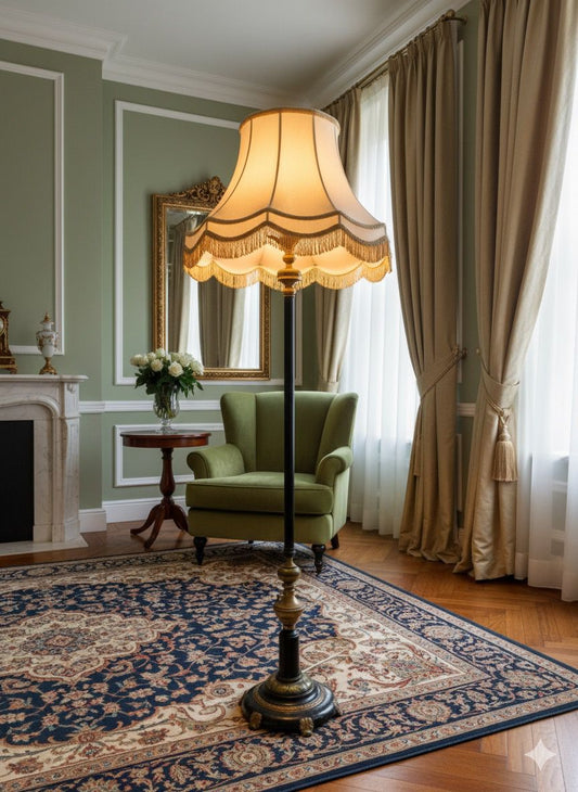 19th century ebonised floor lamp with Onxy