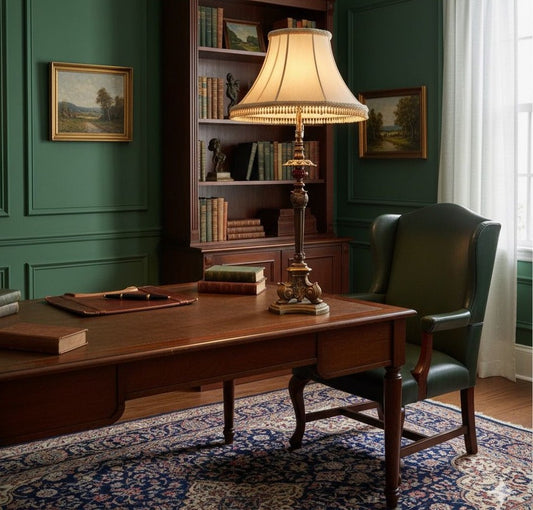 Antique heavy brass table lamp