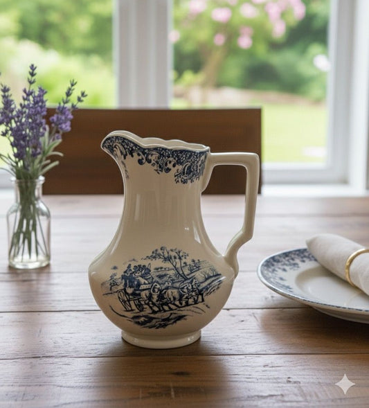 Blue and White Pitcher