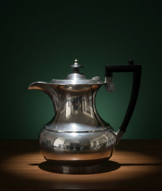 Vintage Silver-Plated Coffee Pot / Hot Water Jug with Black Handle