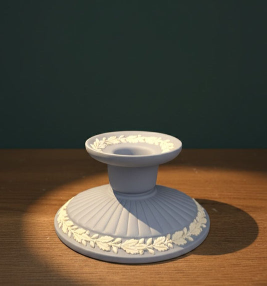 Classic Blue Jasperware Fluted Low Candlestick