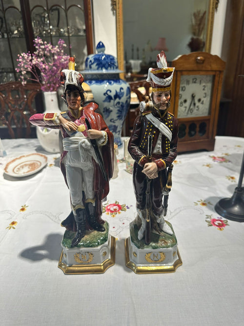 A Pair of Hand-painted Porcelain Military Figurines (Napoleonic Era)