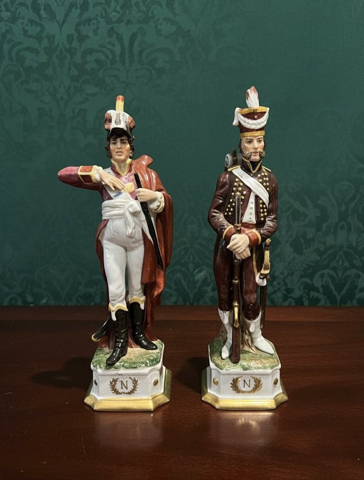 A Pair of Hand-painted Porcelain Military Figurines (Napoleonic Era)