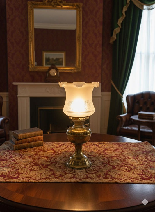 Late Victorian Era Kerosene Parlor Lamp (Oil Lamp)