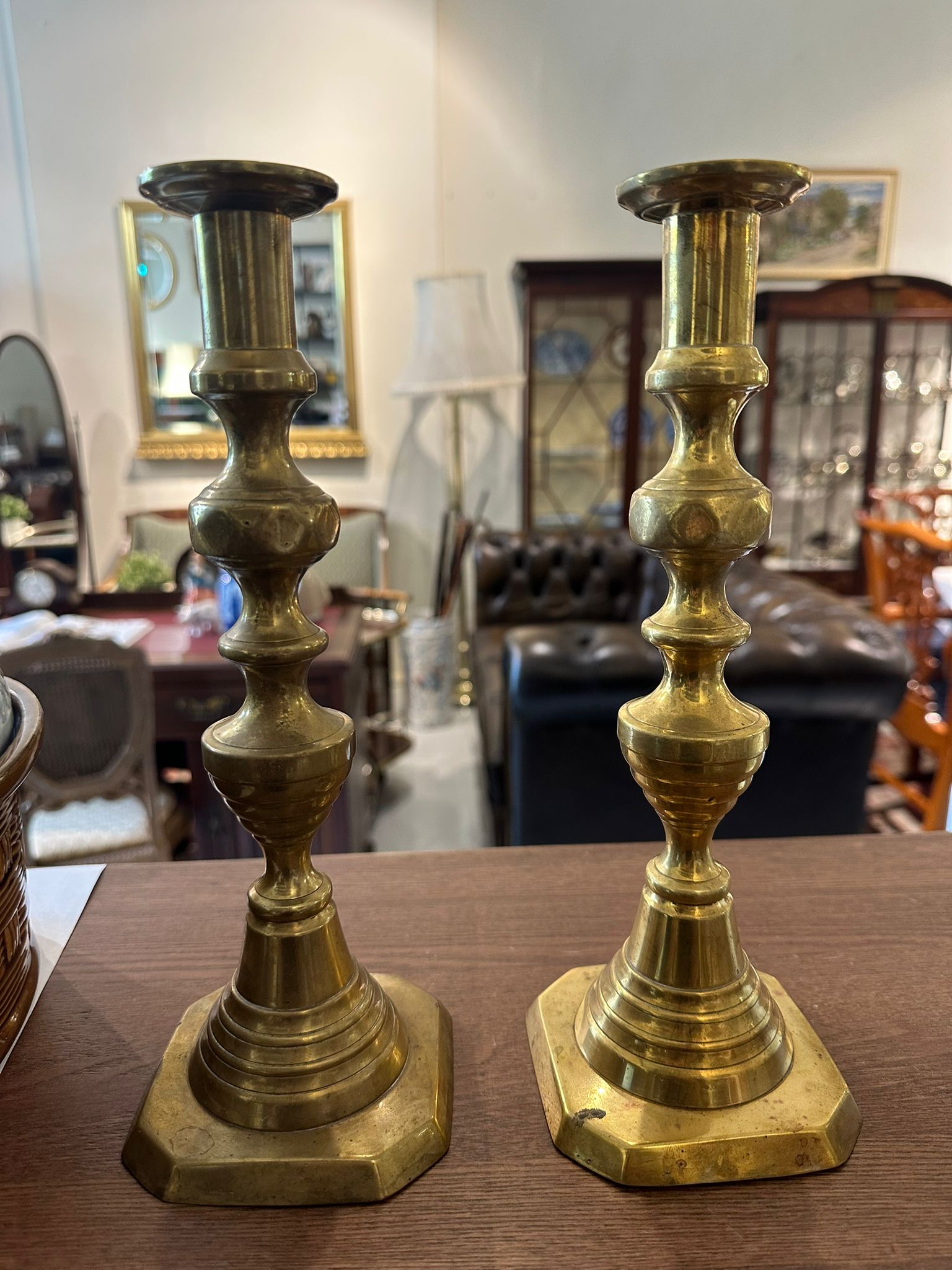 A Pair of Vintage Brass Candle Stands