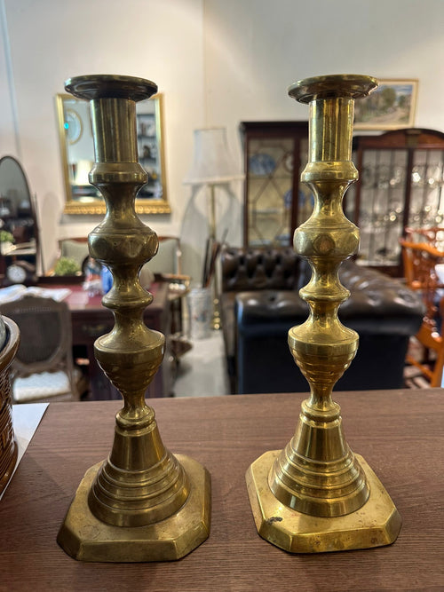 A Pair of Vintage Brass Candle Stands