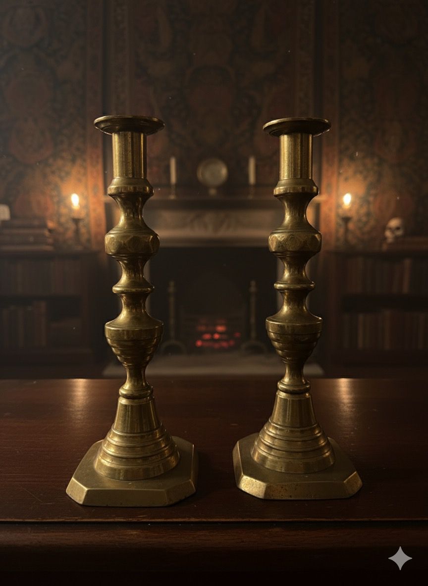 A Pair of Vintage Brass Candle Stands