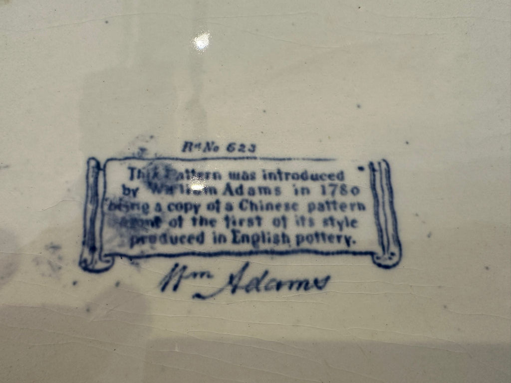 Vintage Blue & White William Adams English Transferware Platter/Chop Plate (Pattern R No 623)