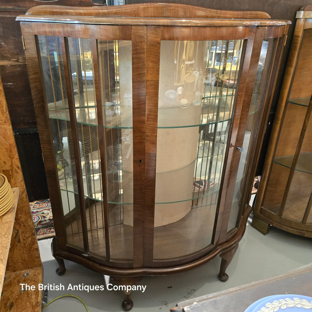 Vintage Bow-Front Display Cabinet 1930s-1950s