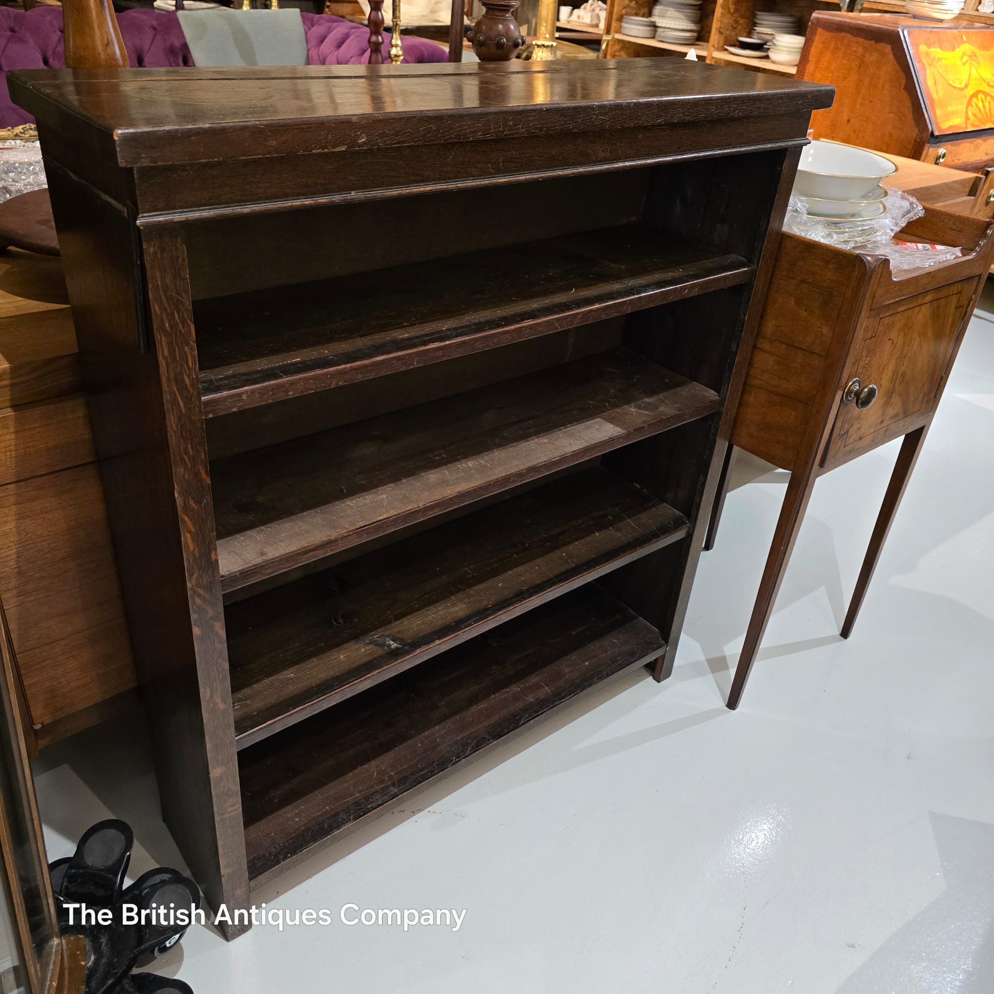 Vintage Dark Oak Open Bookcase (L91cm x D27cm x 103cm)