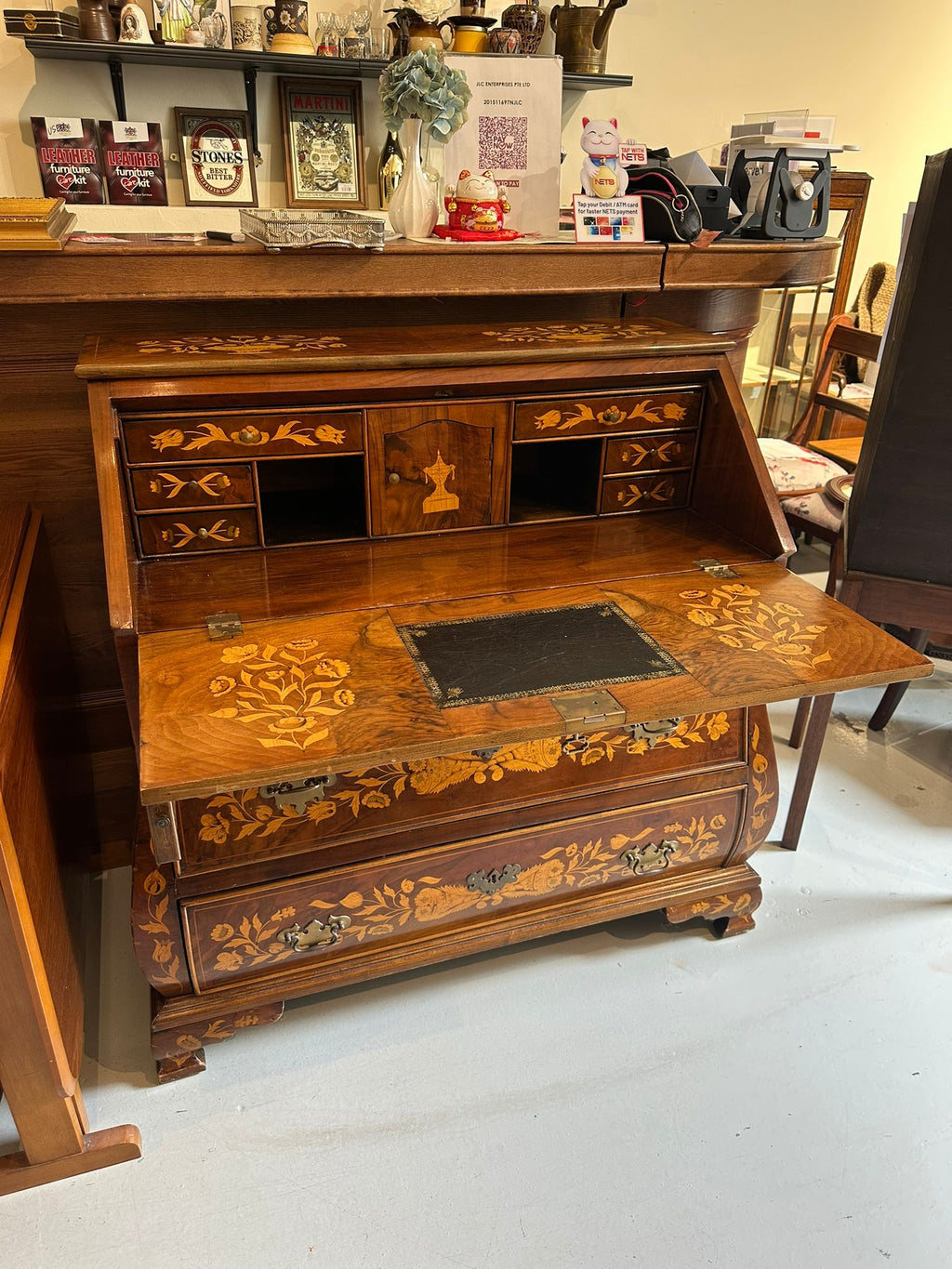 Victorian Dutch-Style Marquetry Bureau (19th Century)