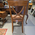Grange French Cherry Wood Cross-Back Dining Chair with Striped Upholstery