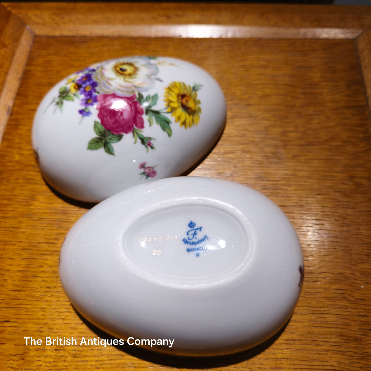 Vintage Fürstenberg Germany Porcelain Egg Trinket Box – Floral Bouquet