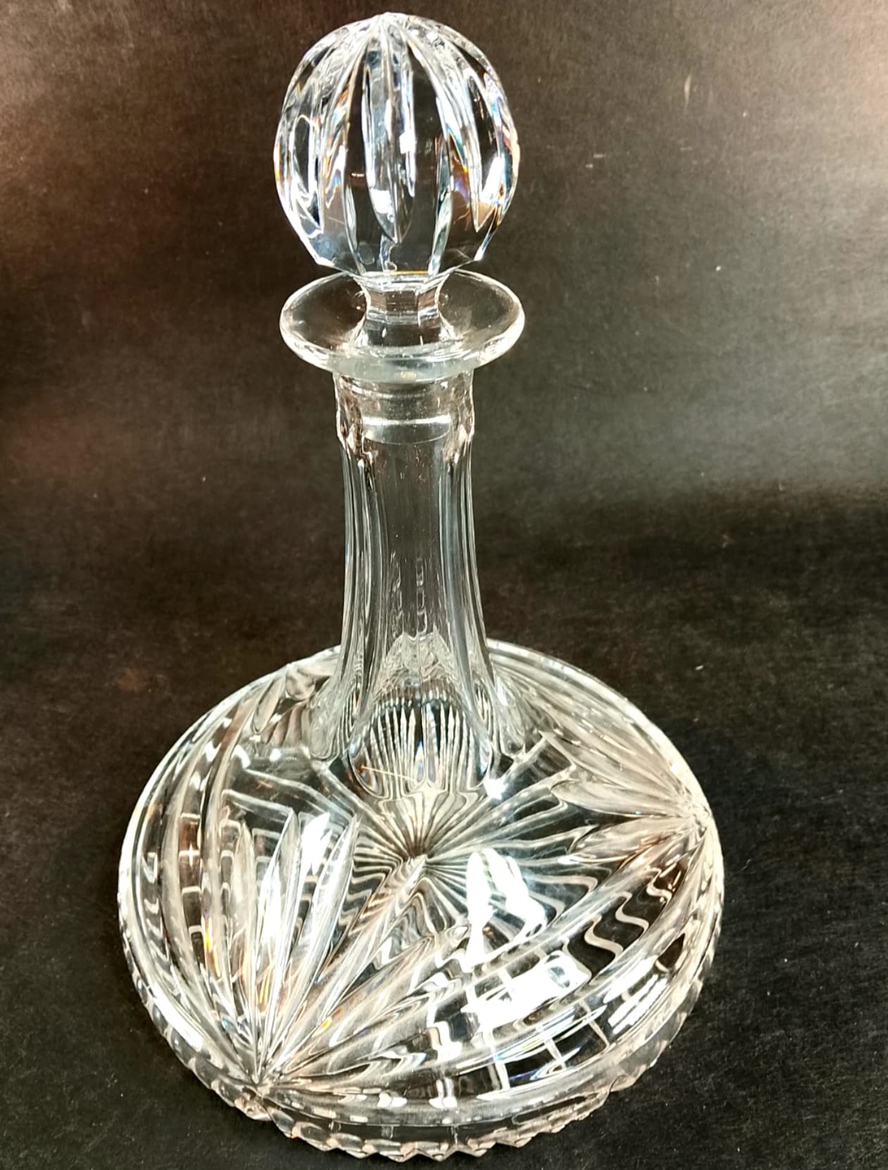 Marquis by Waterford Ships Decanter – Vintage Crystal 11" with Cut Ball Stopper