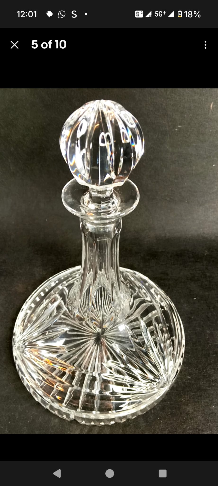 Marquis by Waterford Ships Decanter – Vintage Crystal 11" with Cut Ball Stopper