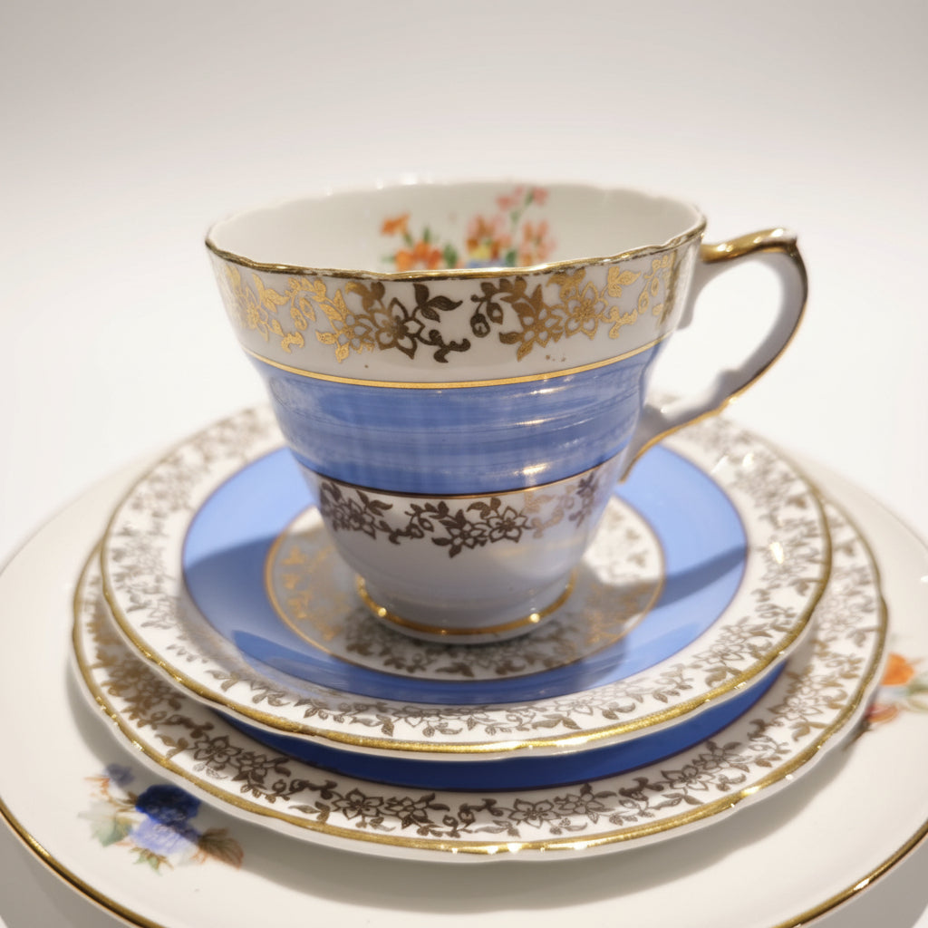 Vintage hand painted Tea cup Trio Set