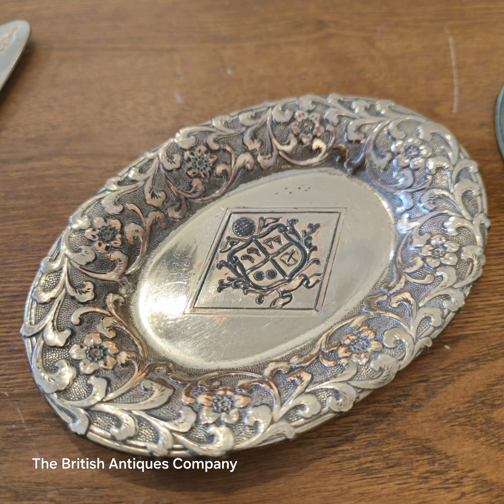 Vintage Foreign Silver-plated Embossed Small Dish