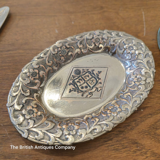 Vintage Foreign Silver-plated Embossed Small Dish