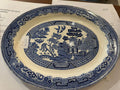 Vintage Blue and white Willow Oval shape platter