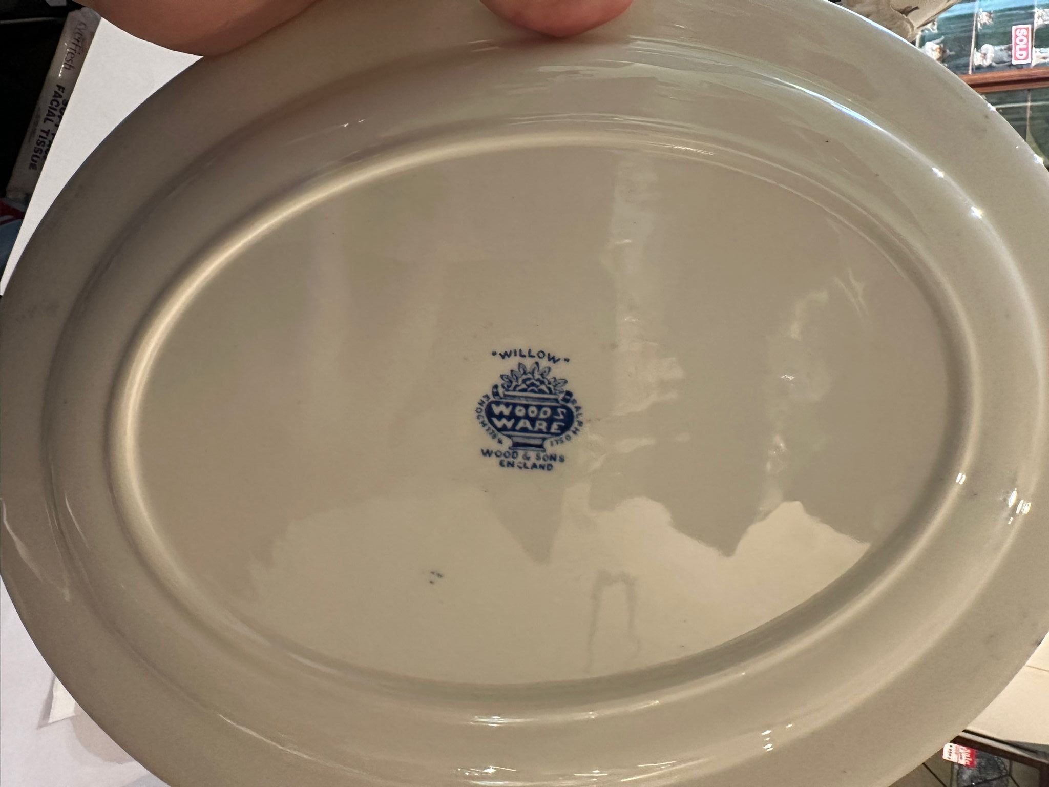 Vintage Blue and white Willow Oval shape platter