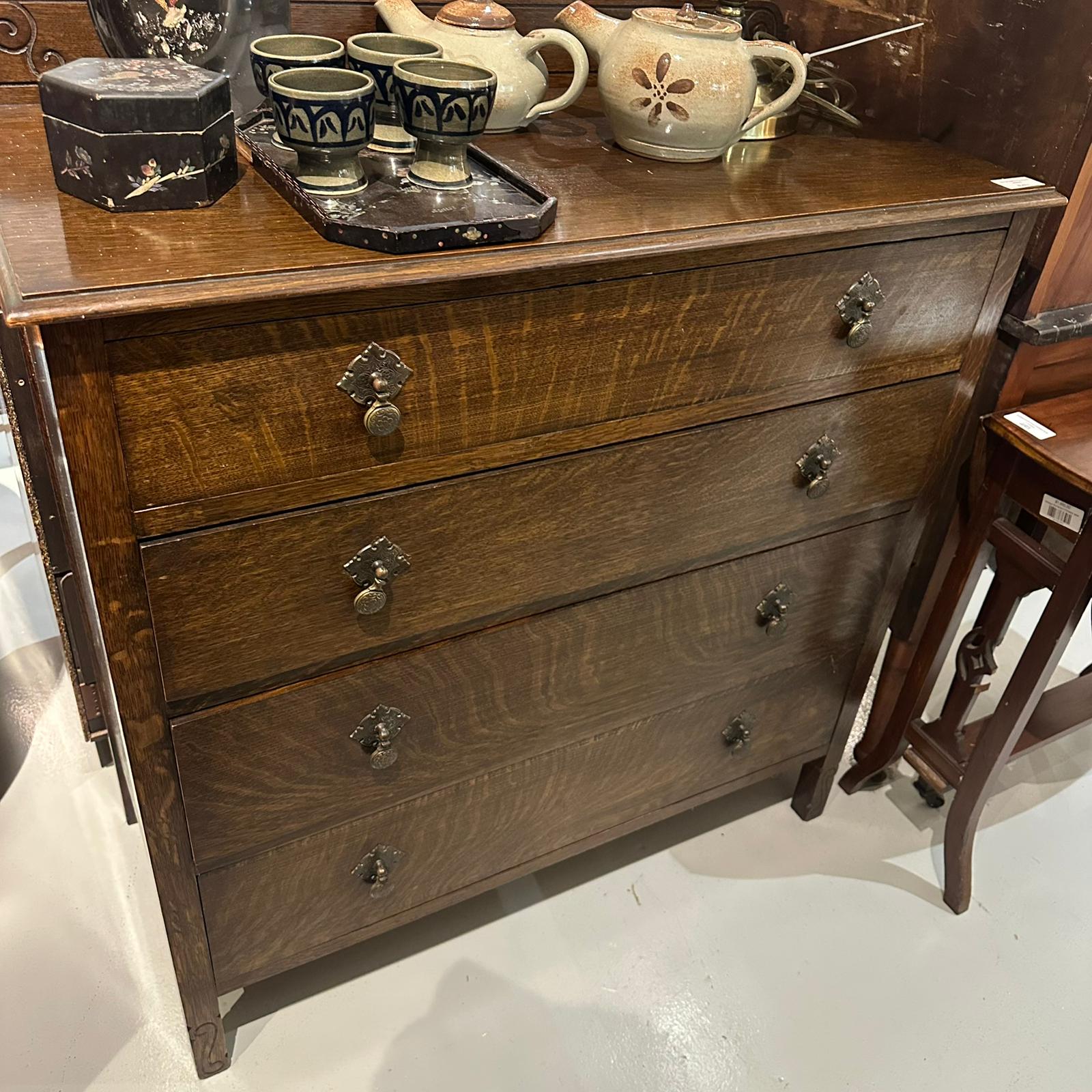 Edwardian Oak Chest of 4 Drawers