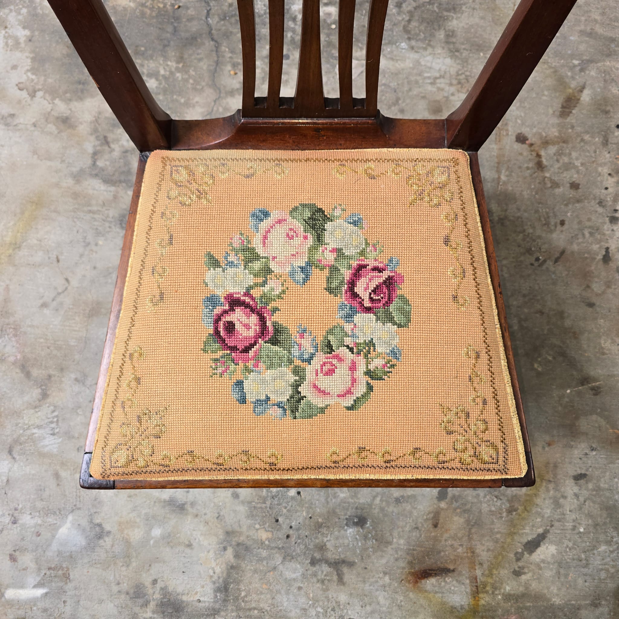 Edwardian Style Dining Chair with Needlepoint Seat